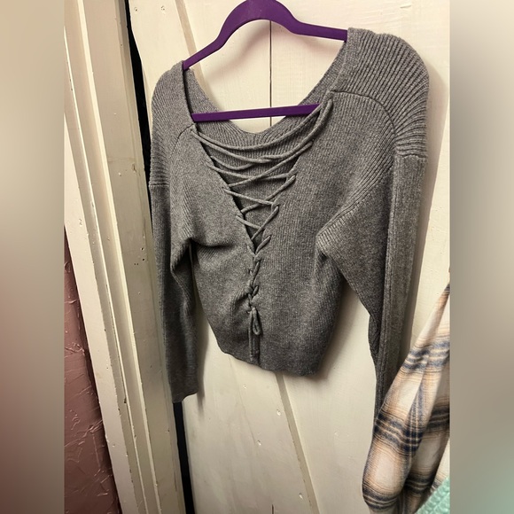 Lace Up Back Sweater - Picture 2 of 2